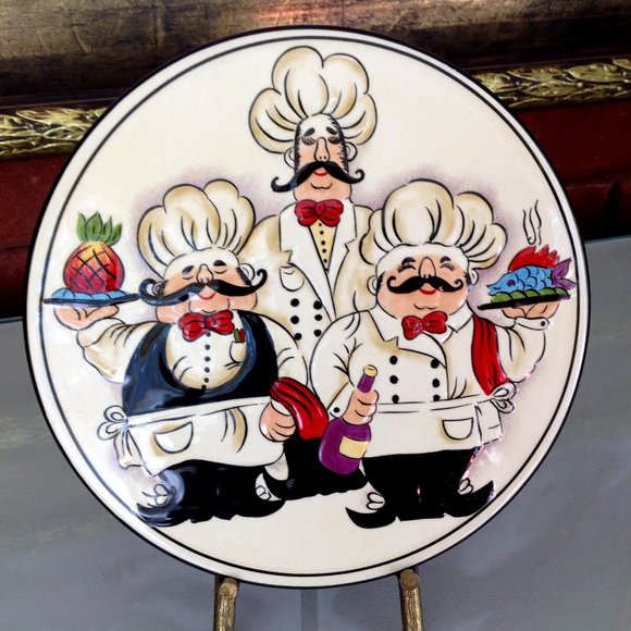 Hand Painted Trivet of 3 Bakers - Picture 1 of 5